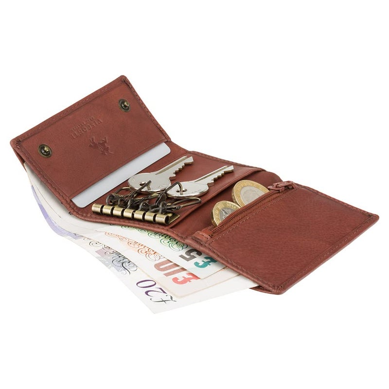 Visconti 1178 Genuine Leather Mens Slim Key Case Wallet/Key Chain Wallet/Key Holder Wallet (Black) - Image 4